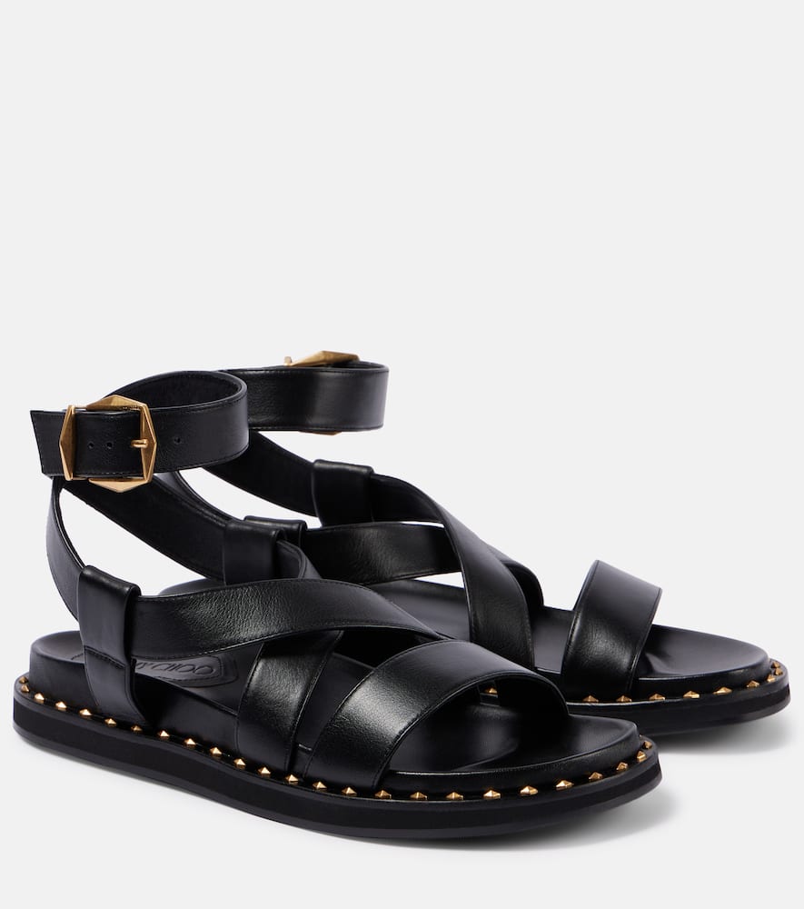 Jimmy Choo Sandali Blaise Flat In Black/gold