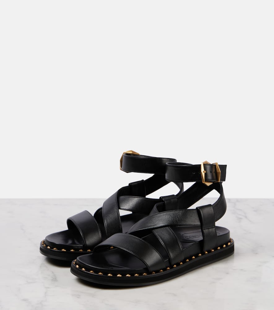 Jimmy Choo Sandali Blaise Flat In Black/gold