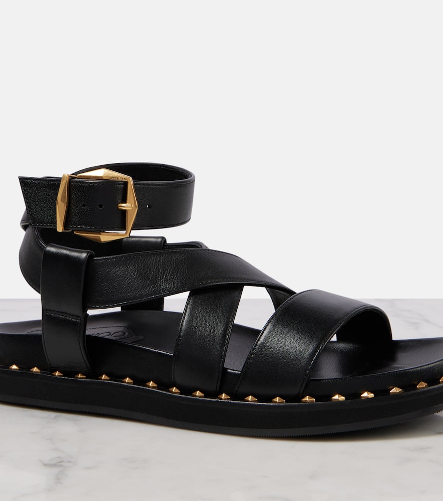 Jimmy Choo Sandali Blaise Flat In Black/gold