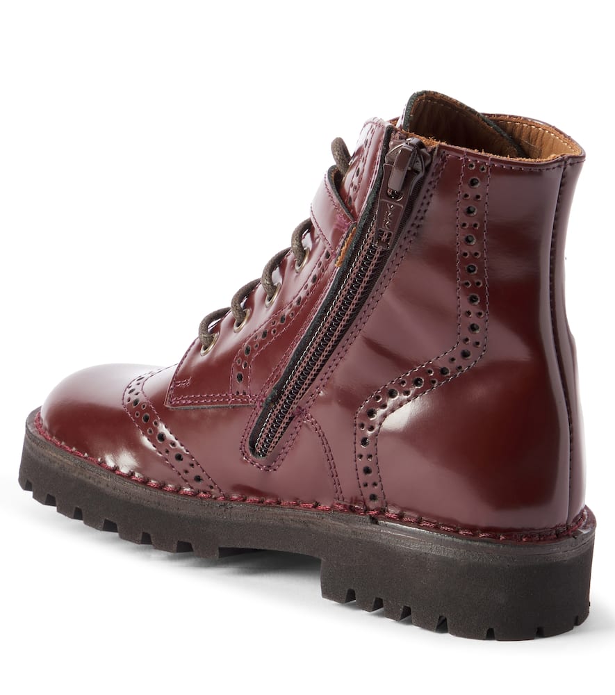 Shop Pèpè Brushed Leather Lace-up Boots In Red