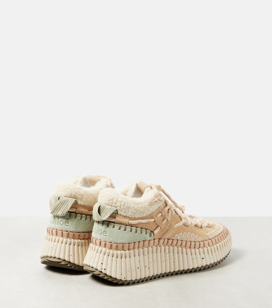 Chloé Nama Shearling-lined Suede Sneakers In Multicoloured