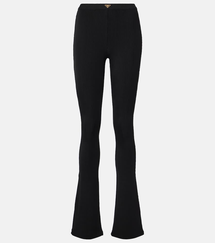 Ribbed-knit jersey flared pants