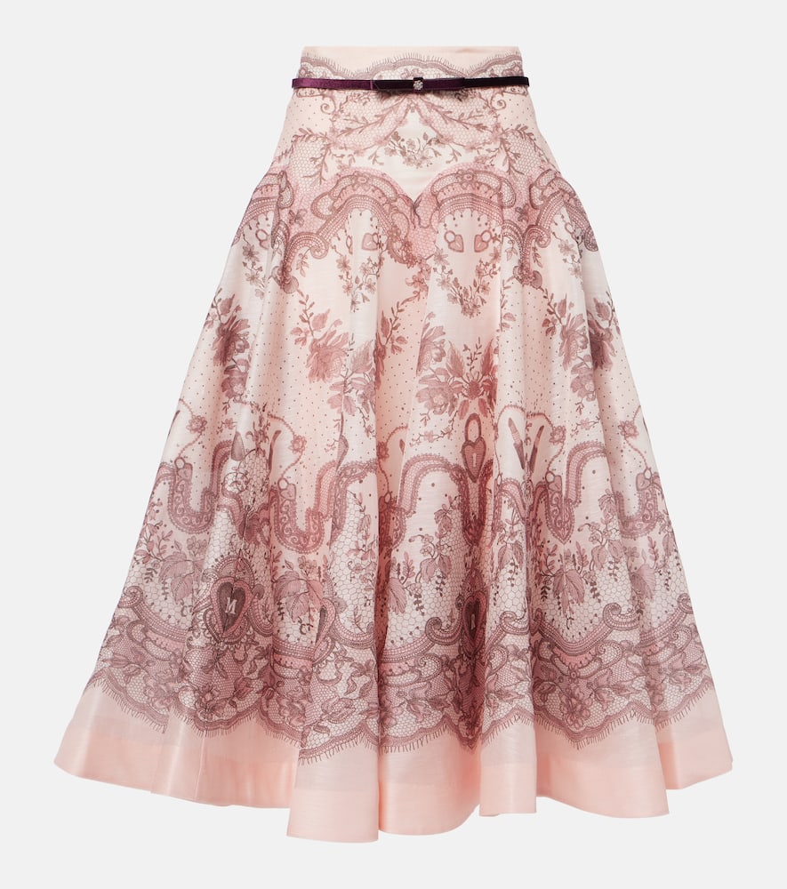 Zimmermann Crush Flared linen and silk midi skirt