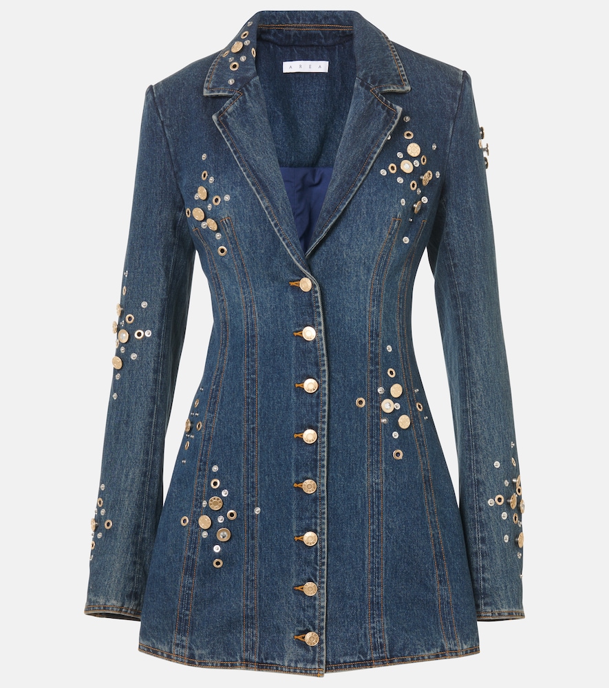 Area Embellished Denim Blazer Dress