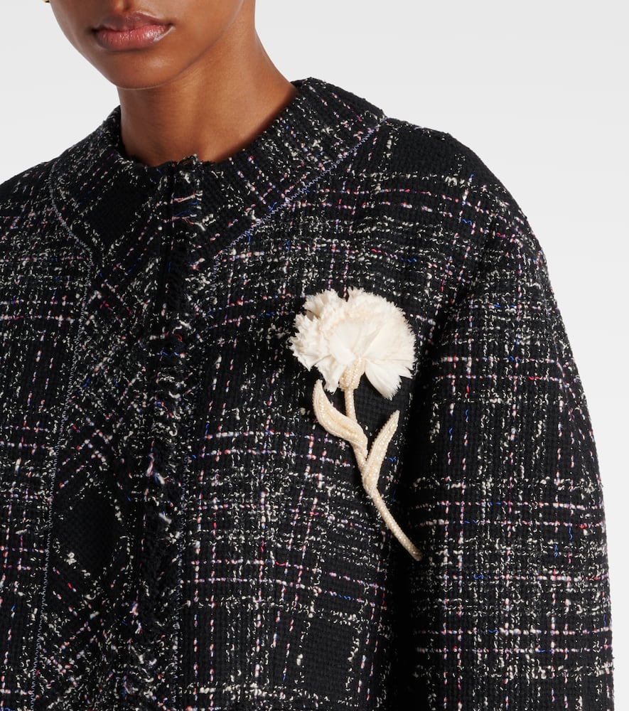 Shop Erdem Cropped Cotton-blend Tweed Jacket In Black