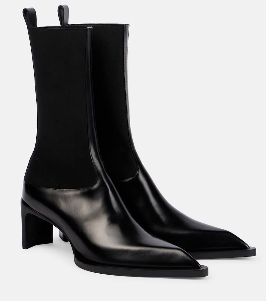 Jil Sander Stretch-knit And Leather Ankle Boots