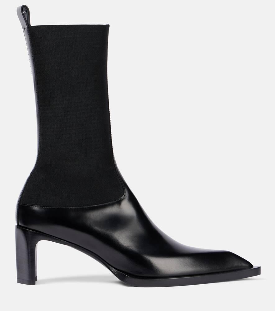 Jil Sander Stretch-knit And Leather Ankle Boots