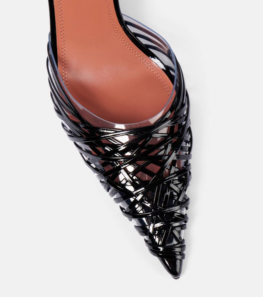 Amina Muaddi 90mm Lori Patent Leather Slingbacks In Black