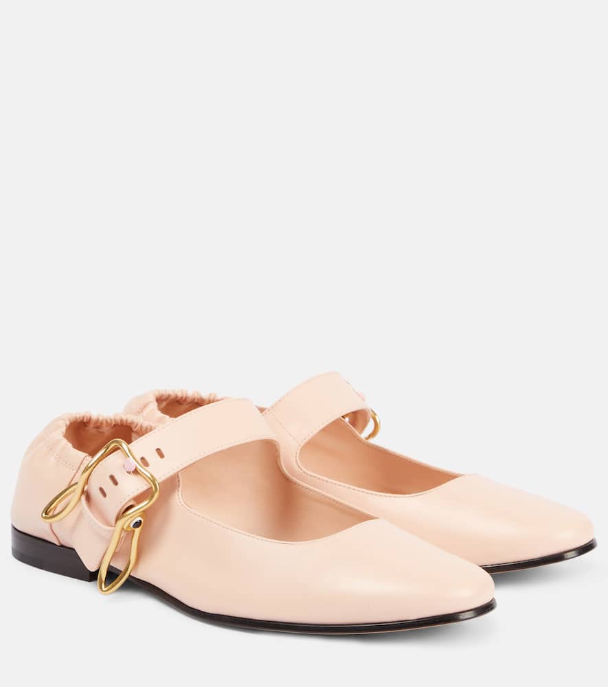 Bottega Veneta Astaire Leather Rabbit Mary Jane Ballerina Flats In Pink