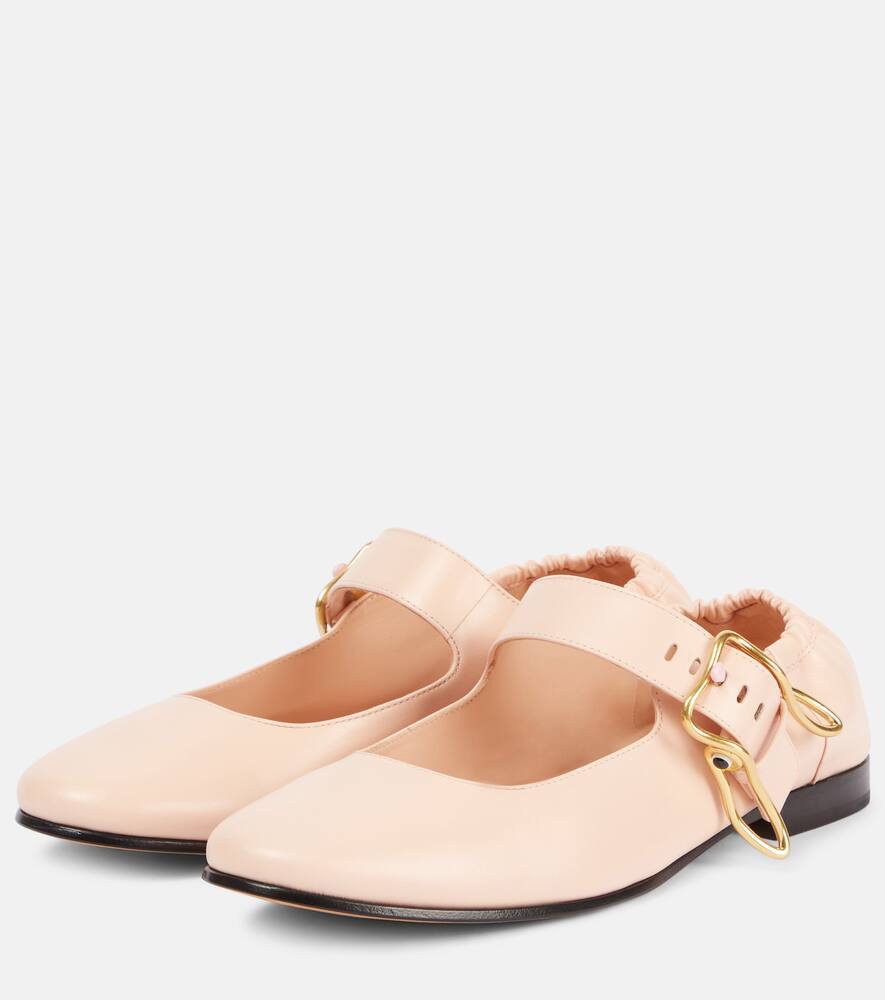 Bottega Veneta Astaire Leather Rabbit Mary Jane Ballerina Flats In Pink