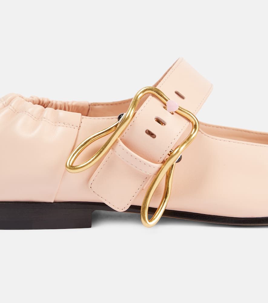 Bottega Veneta Astaire Leather Rabbit Mary Jane Ballerina Flats In Pink