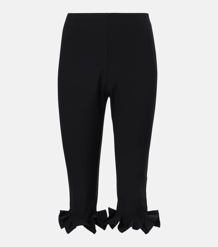 Ruffled high-rise capri pants