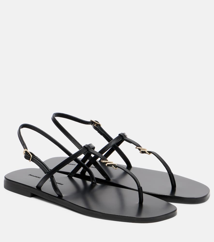 Monogram leather thong sandals