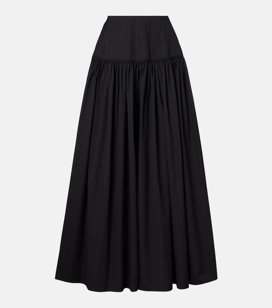 Alaïa Gathered cotton poplin maxi skirt