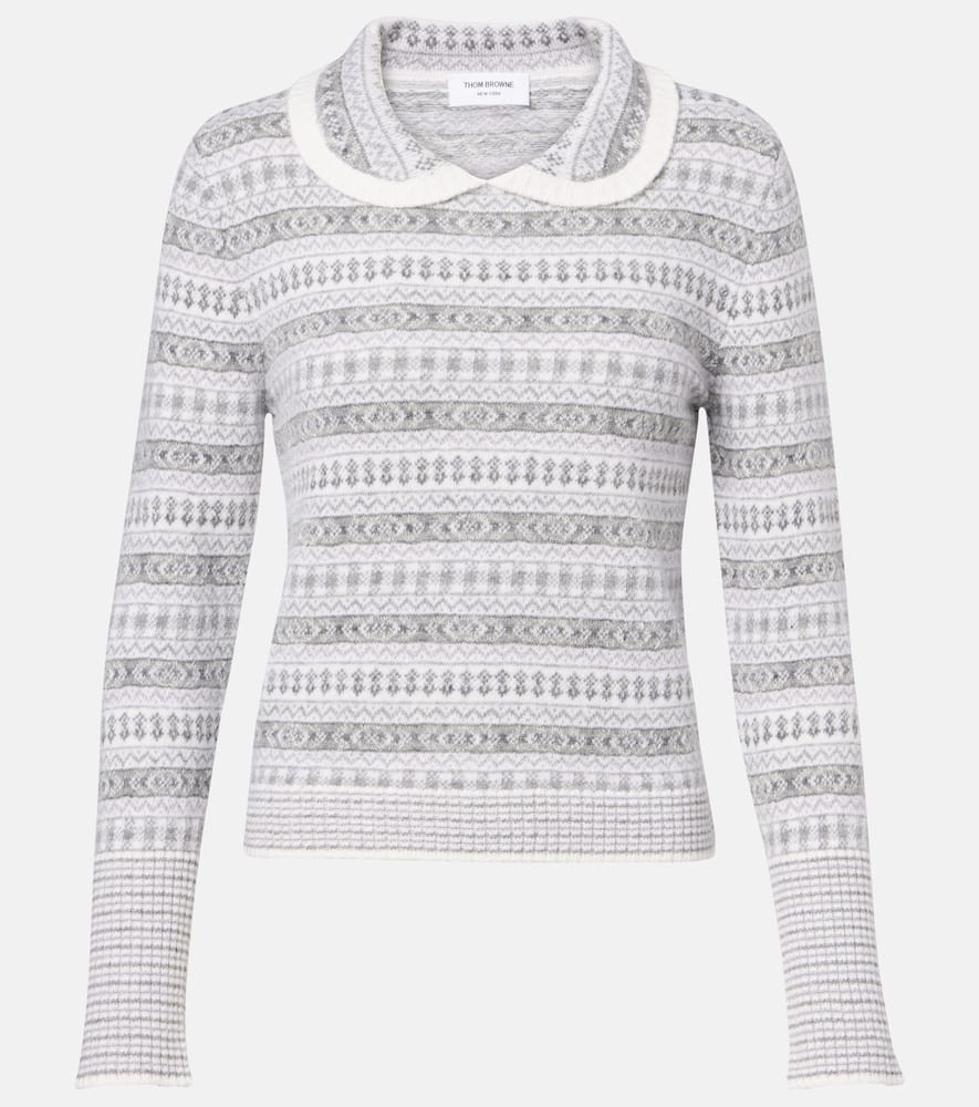 Thom Browne Fair Isle Wool-blend Jacquard Sweater In Gray