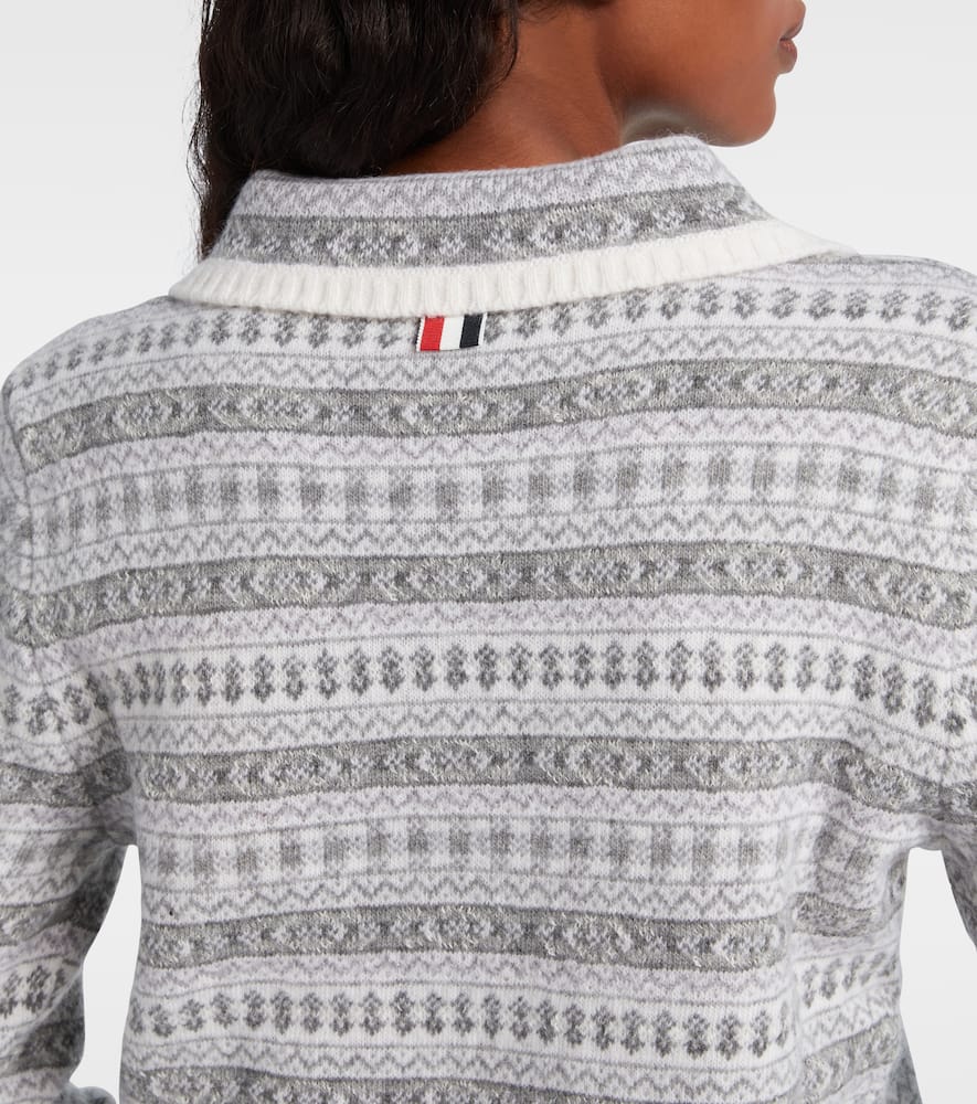 Thom Browne Fair Isle Wool-blend Jacquard Sweater In Gray