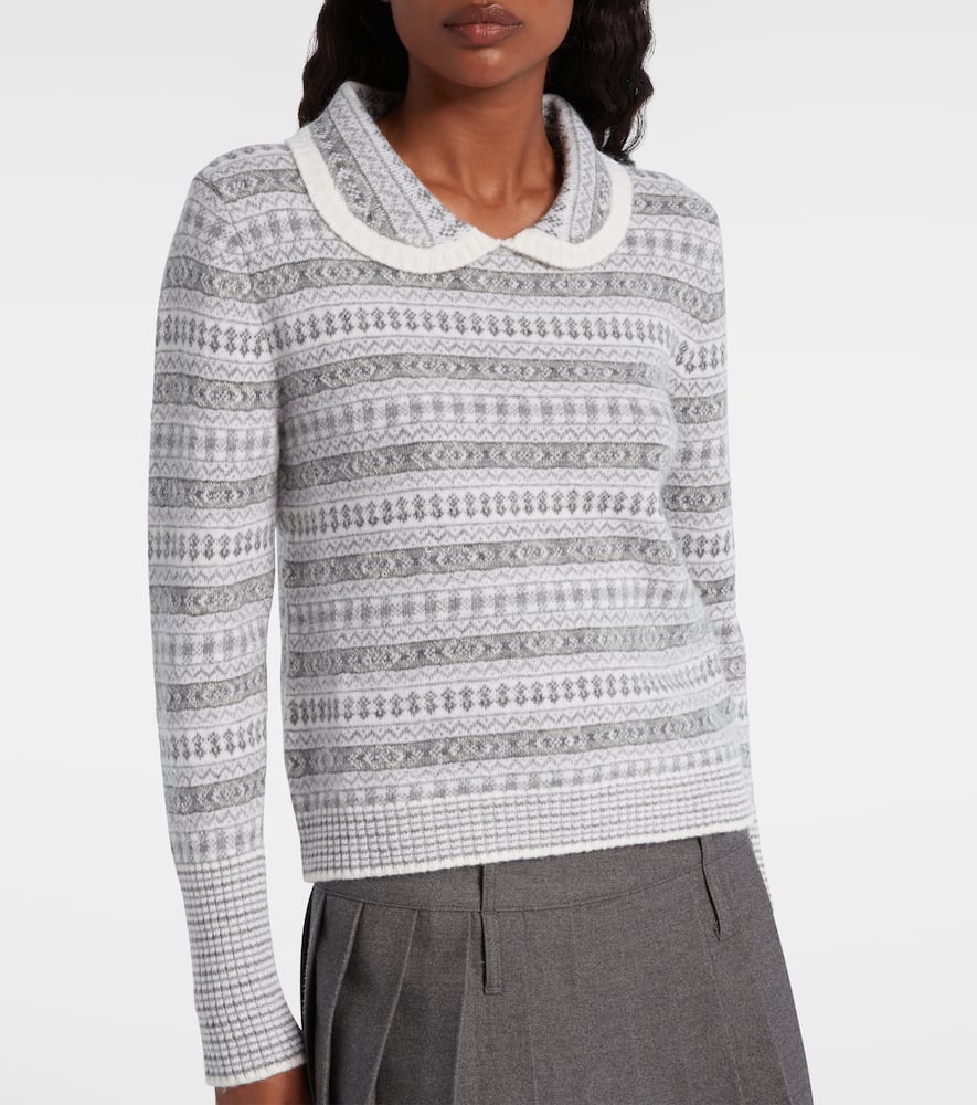 Thom Browne Fair Isle Wool-blend Jacquard Sweater In Gray