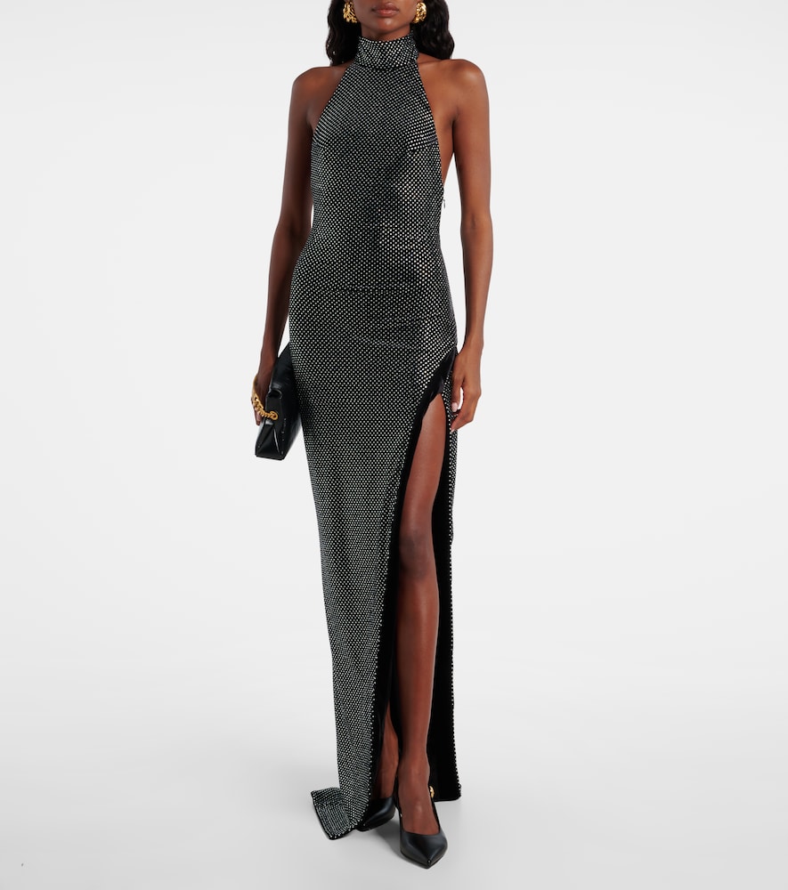  Balmain Balmain Maxikleid Aus Samt Mit Kristallen 