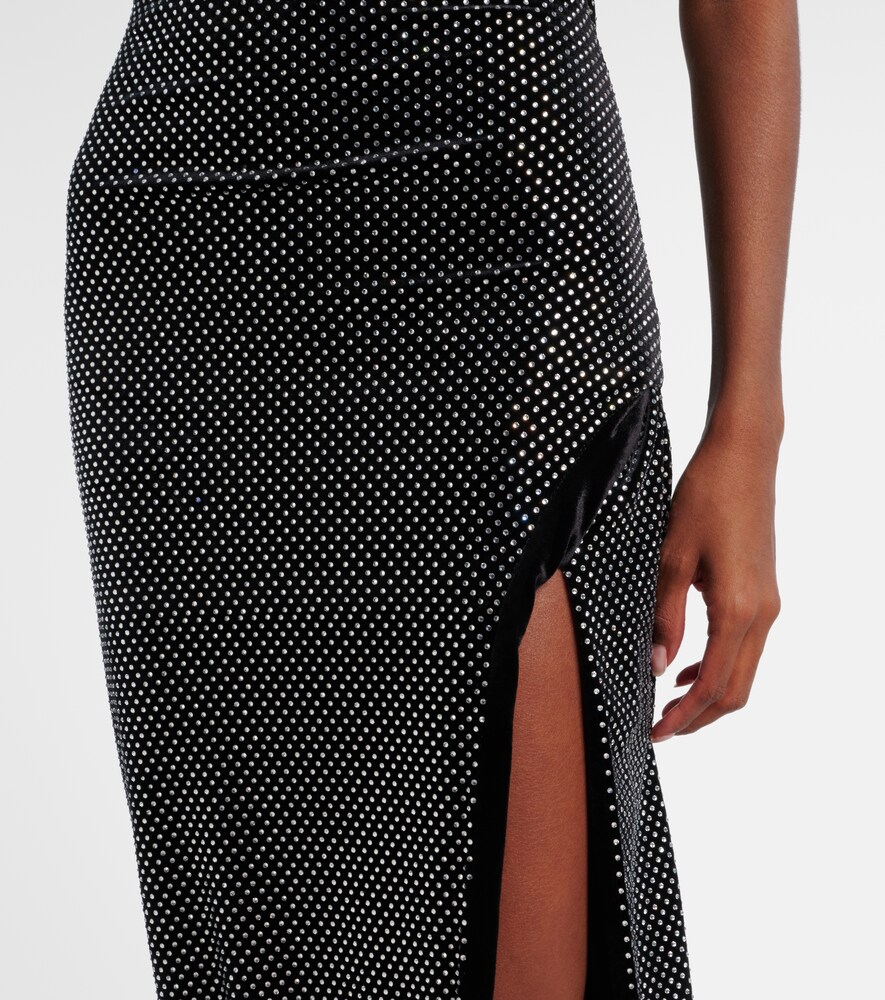  Balmain Balmain Maxikleid Aus Samt Mit Kristallen 