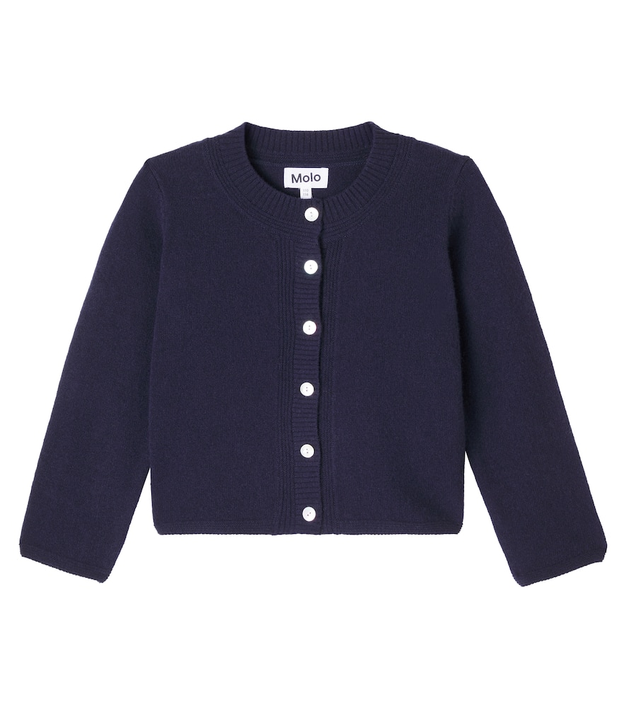 Molo Giovanna Wool Cardigan In Blue