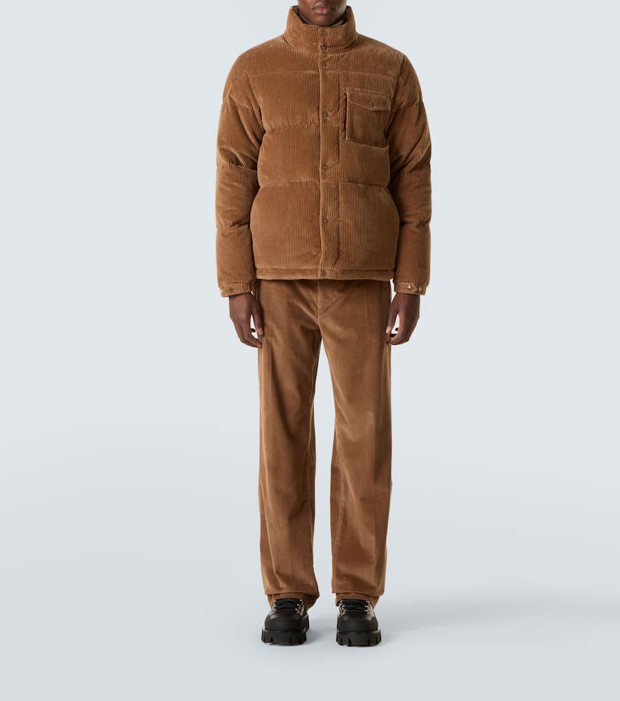Moncler Serrant Cotton Corduroy Down Jacket In Brown