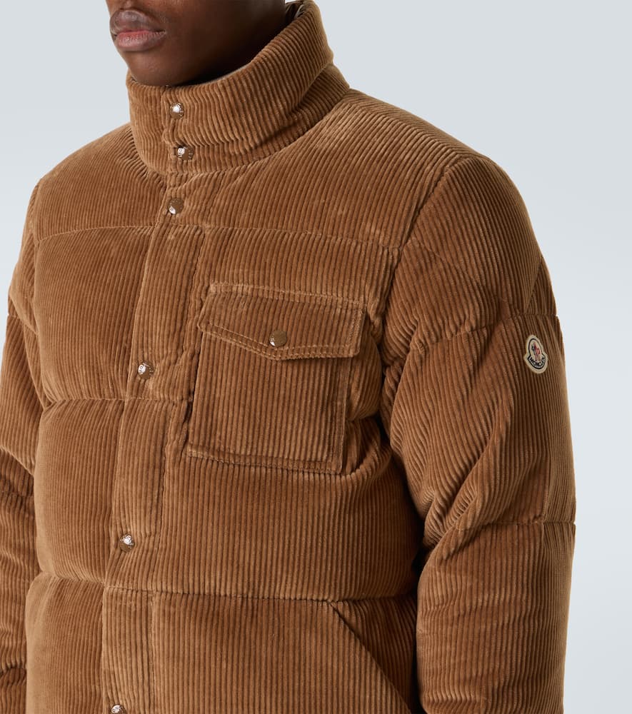 Moncler Serrant Cotton Corduroy Down Jacket In Brown