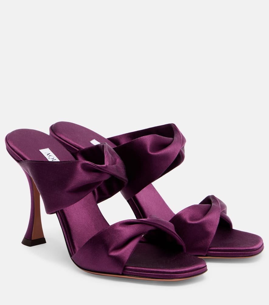 Aquazzura Twist 95 Satin Mules In Purple