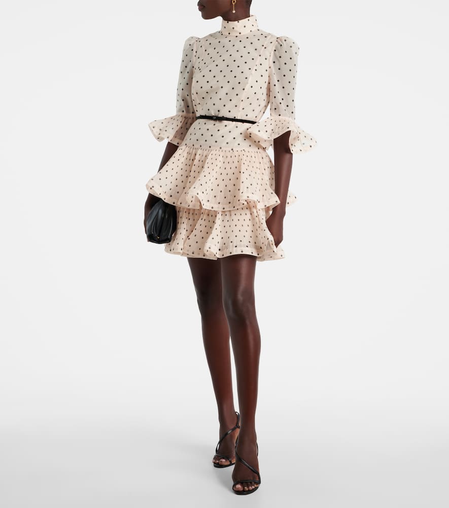 Zimmermann Polka-dot Ruffled Minidress In Multi