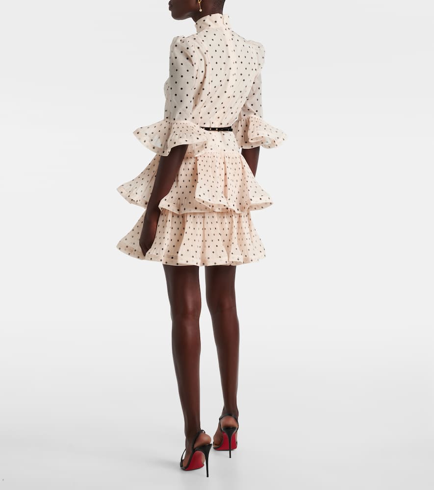 Zimmermann Polka-dot Ruffled Minidress In Multi