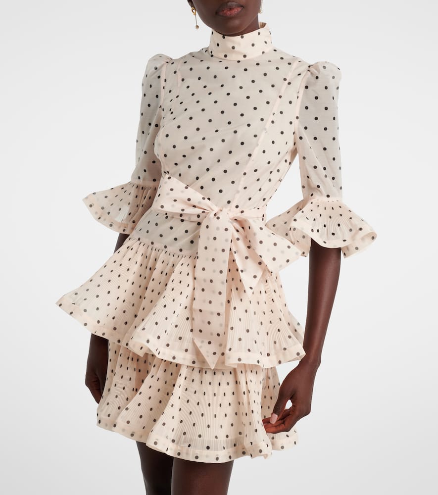 Zimmermann Polka-dot Ruffled Minidress In Multi