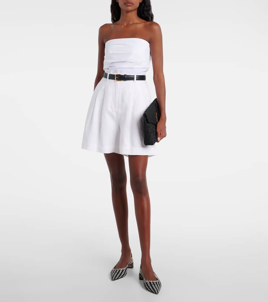 Posse Marchello High-rise Linen Shorts In White