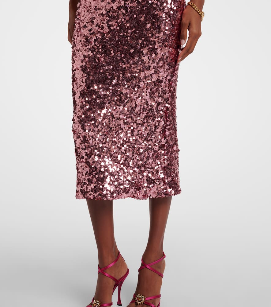 Dolce & Gabbana Sequined Bustier Dress In Pink