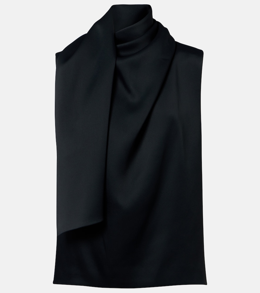 Khaite Loe scarf-detail crêpe satin top