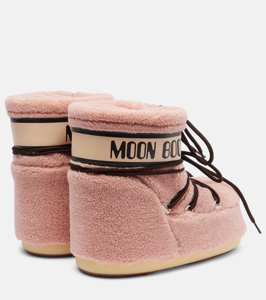 Moon Boot Pink Eco Fur Icon Low Ankle Boots In Pink