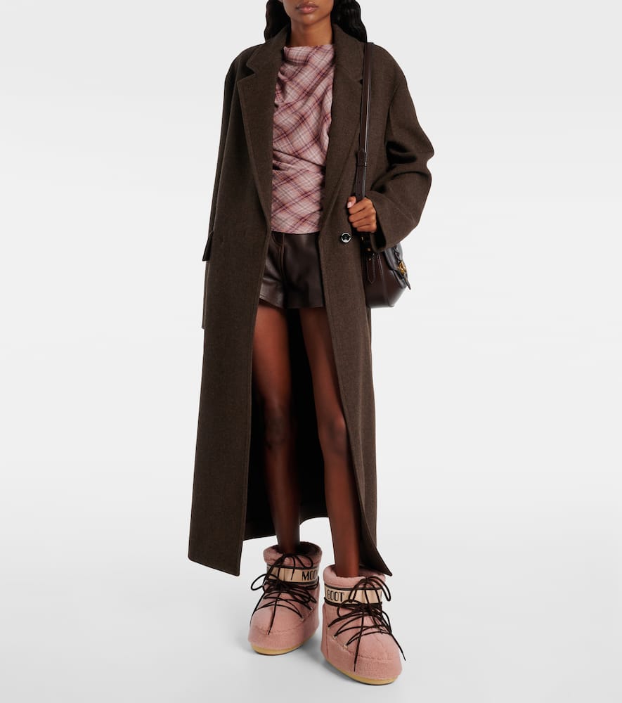 Moon Boot Pink Eco Fur Icon Low Ankle Boots In Pink