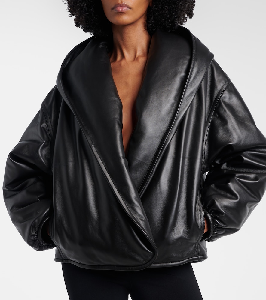  Alaia Alaia Hooded Leather Bomber Jacket 