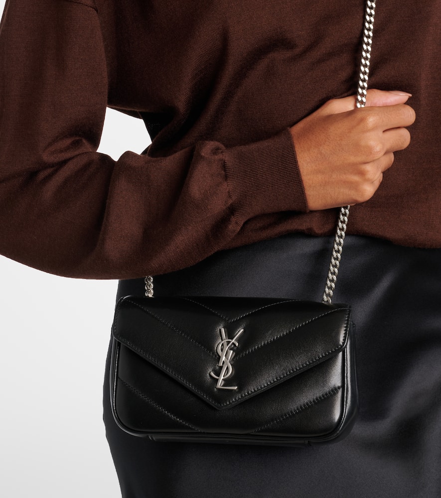 Saint Laurent Lou Lou Mini Leather Crossbody Bag In Black