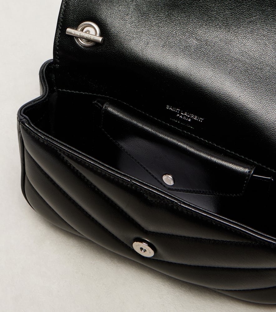 Saint Laurent Lou Lou Mini Leather Crossbody Bag In Black