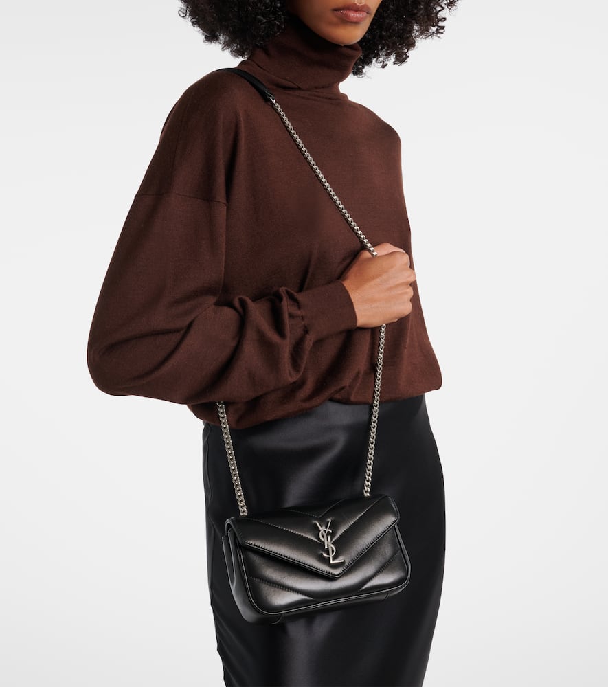 Saint Laurent Lou Lou Mini Leather Crossbody Bag In Black