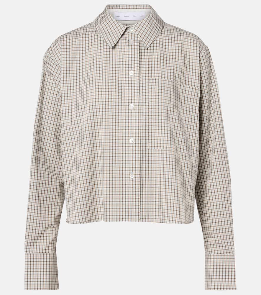 Proenza Schouler White Label Olive Checked Cotton Shirt In Neutral