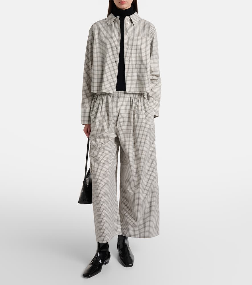 Proenza Schouler White Label Olive Checked Cotton Shirt In Neutral