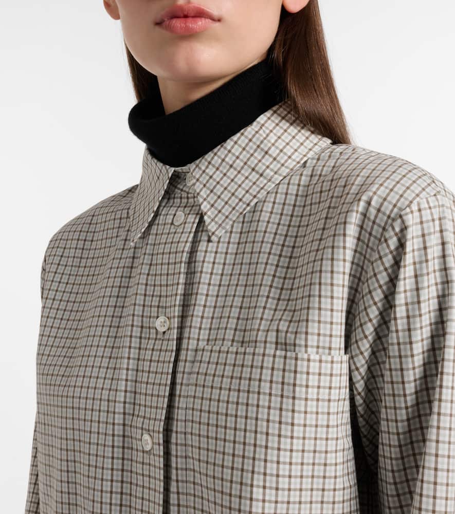 Proenza Schouler White Label Olive Checked Cotton Shirt In Neutral