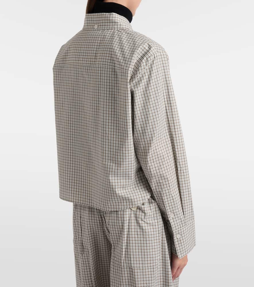 Proenza Schouler White Label Olive Checked Cotton Shirt In Neutral
