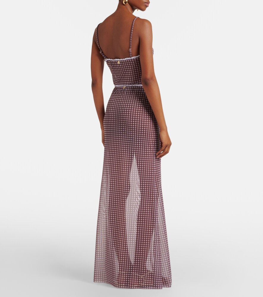 Solay Gingham Semi-Sheer Maxi