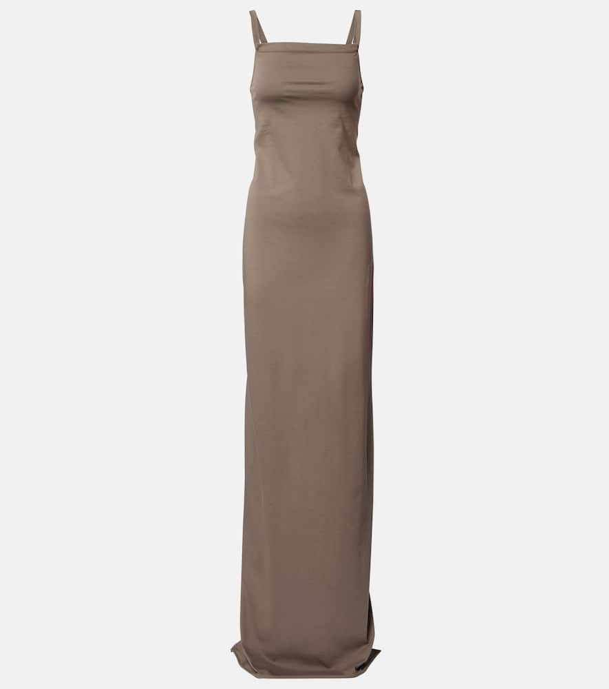 Rick Owens Temple Cotton Maxi Dress In Gray