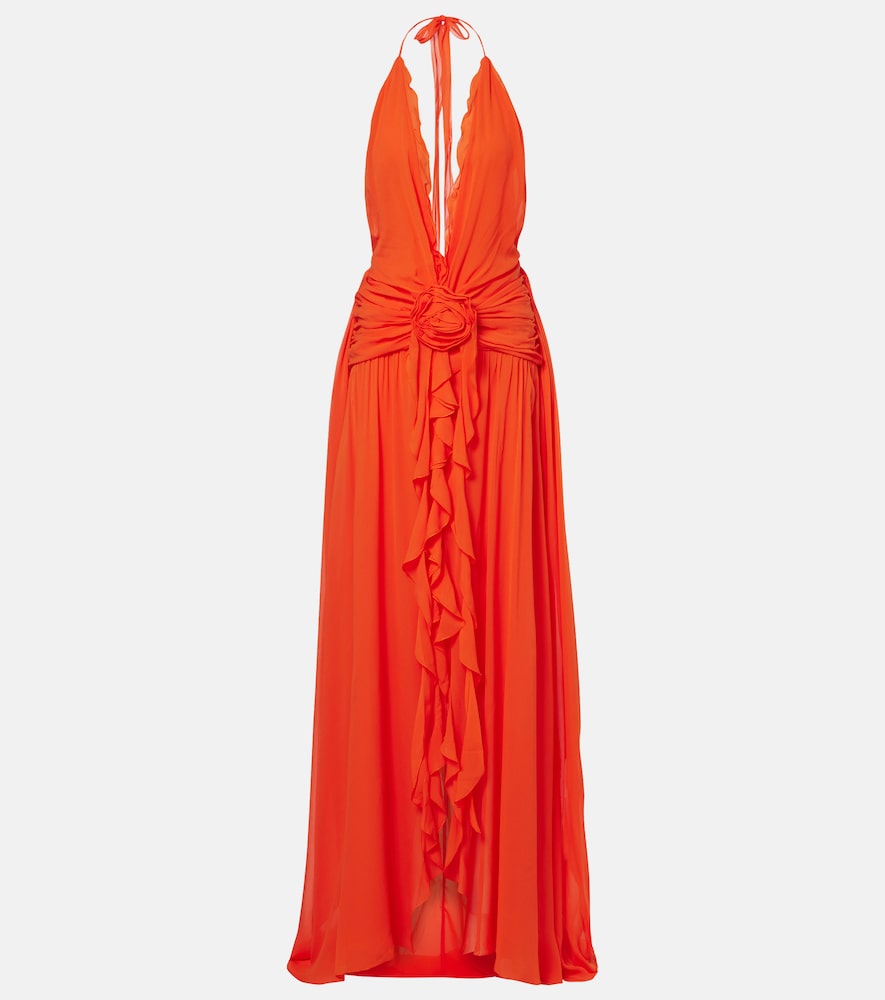 Blumarine Abito lungo in georgette con volant