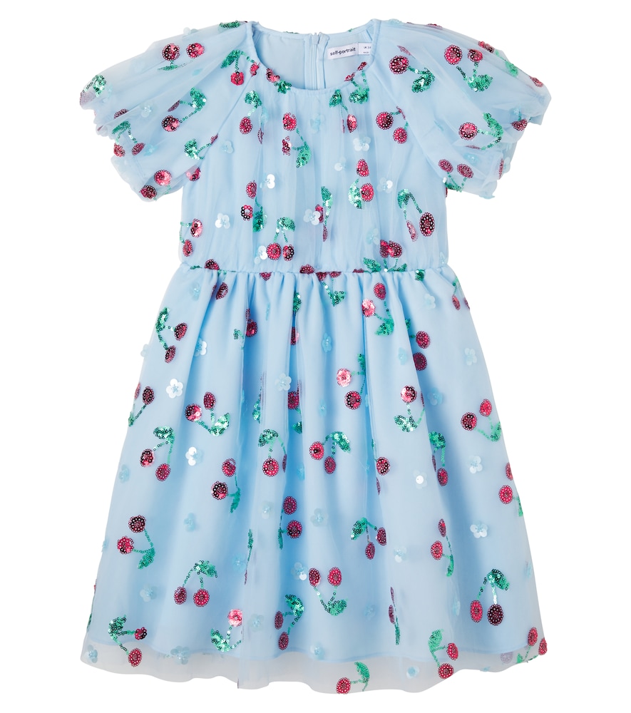 Self-Portrait Kids Blue Sequined Tulle Dress Y 10/12 - Mytheresa
