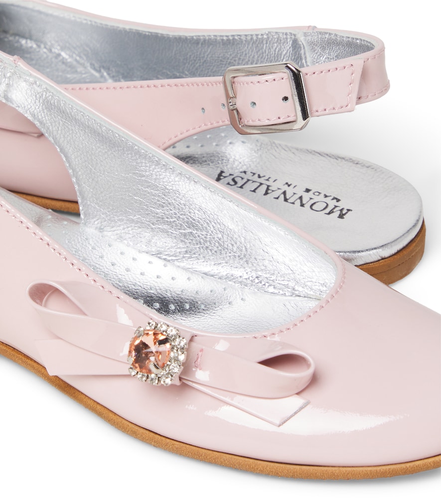  Monnalisa Monnalisa Embellished Leather Slingback Ballet Flats 
