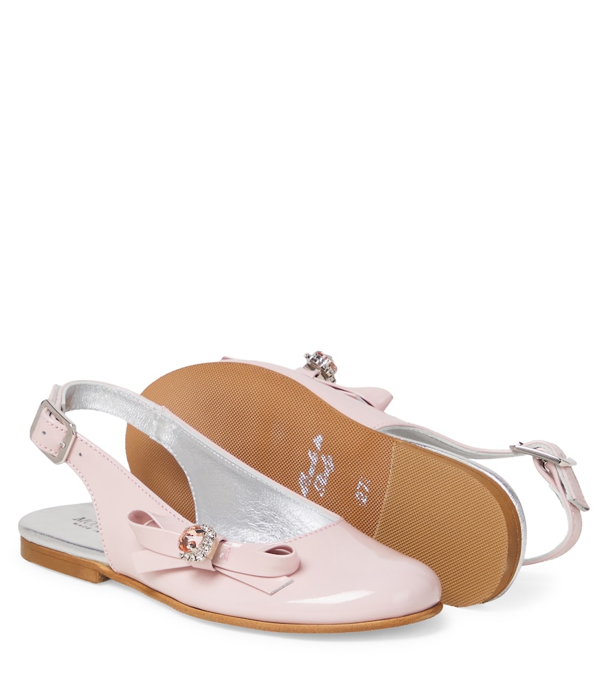  Monnalisa Monnalisa Embellished Leather Slingback Ballet Flats 