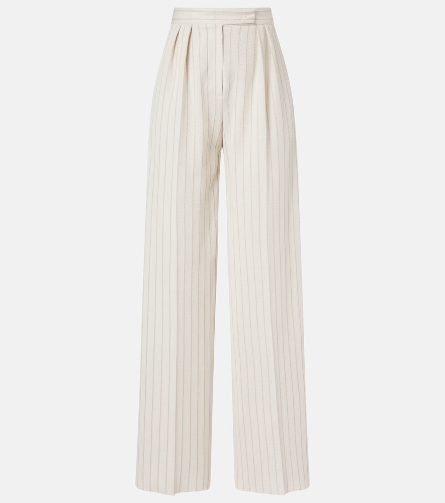 Max Mara Osso Striped Cotton Wide-leg Pants In White